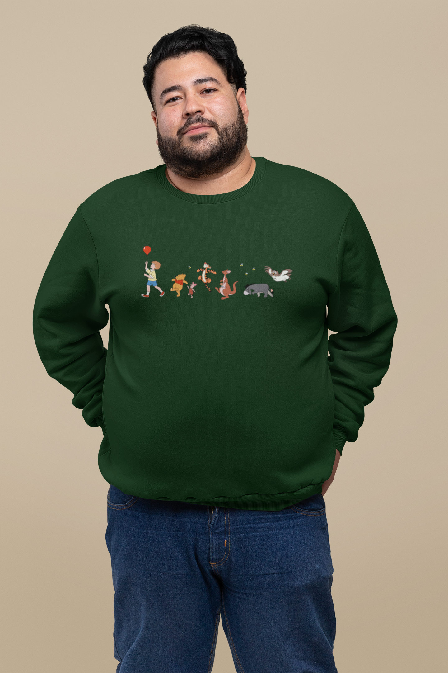 Forest Green Winnie+Friends Crewneck