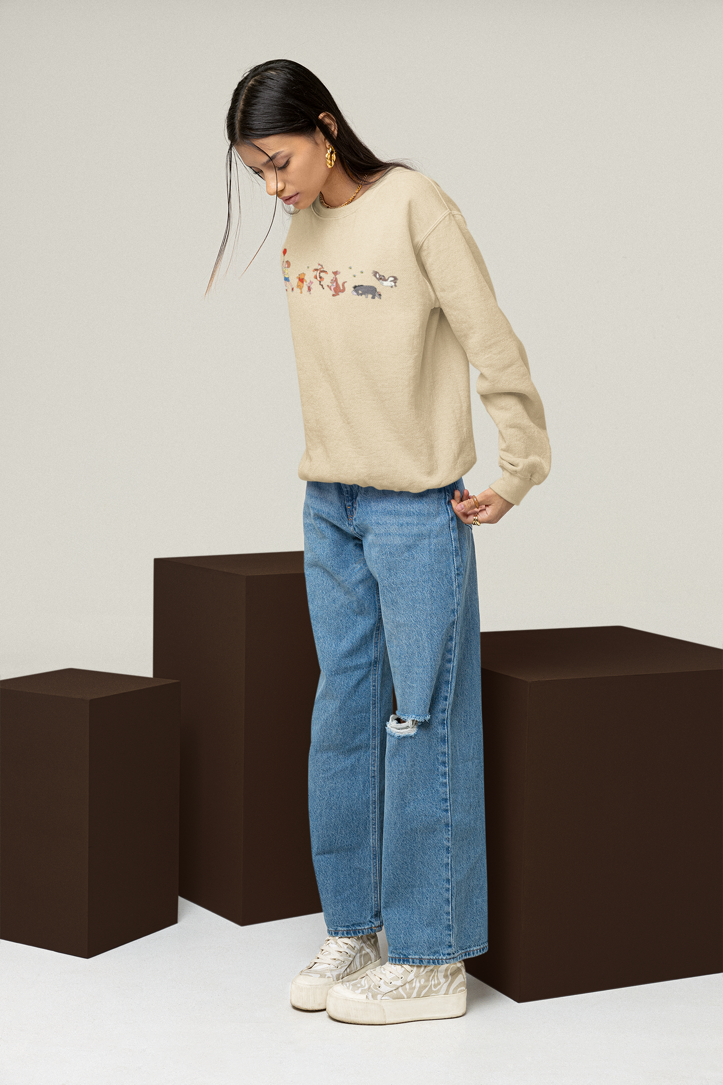 Cream Winnie+Friends Crewneck