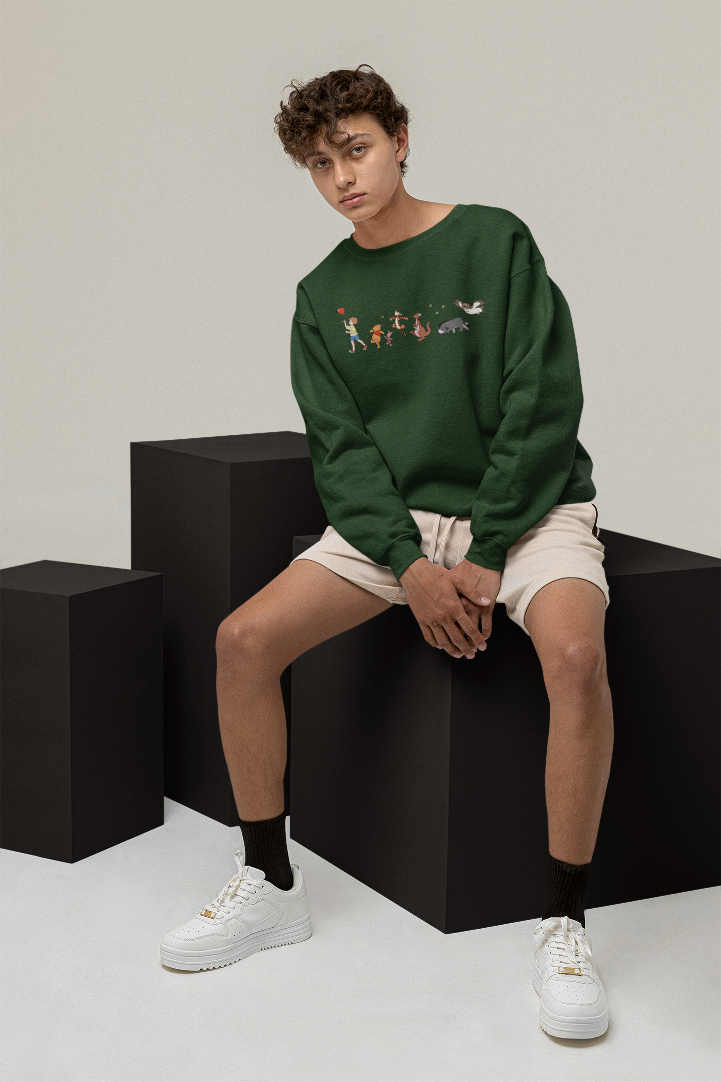 Forest Green Winnie+Friends Crewneck